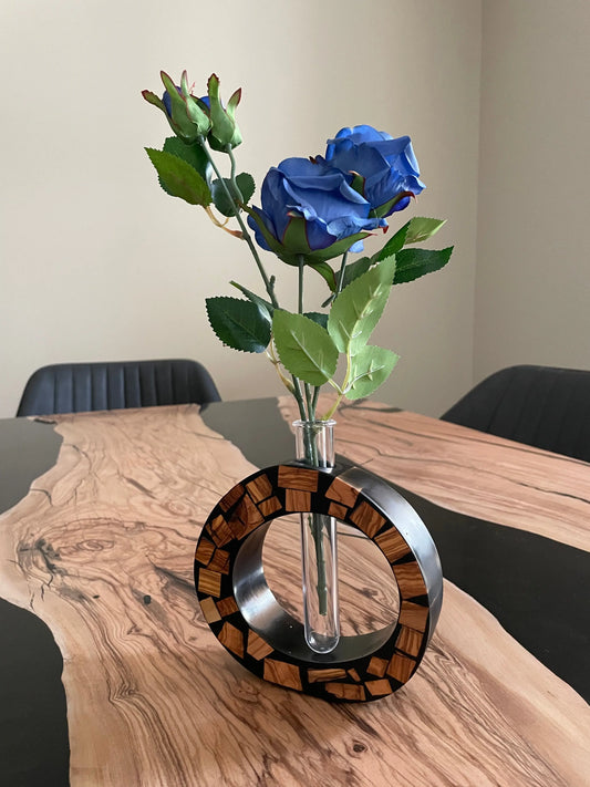 Vasetto in legno e resina nero VRT