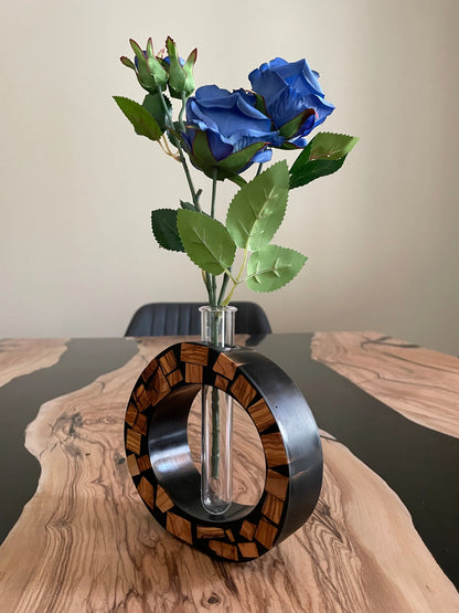 Vasetto in legno e resina nero VRT