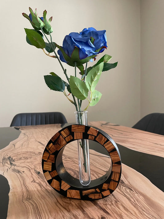 Vasetto in legno e resina nero VRT