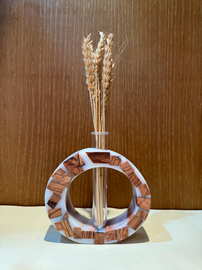 Vasetto in legno e resina bianca VRT