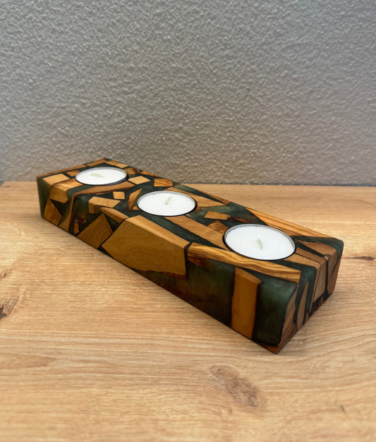 Portacandele legno e resina verdone VRT