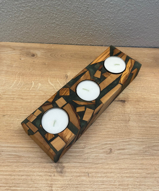 Portacandele legno e resina verdone VRT